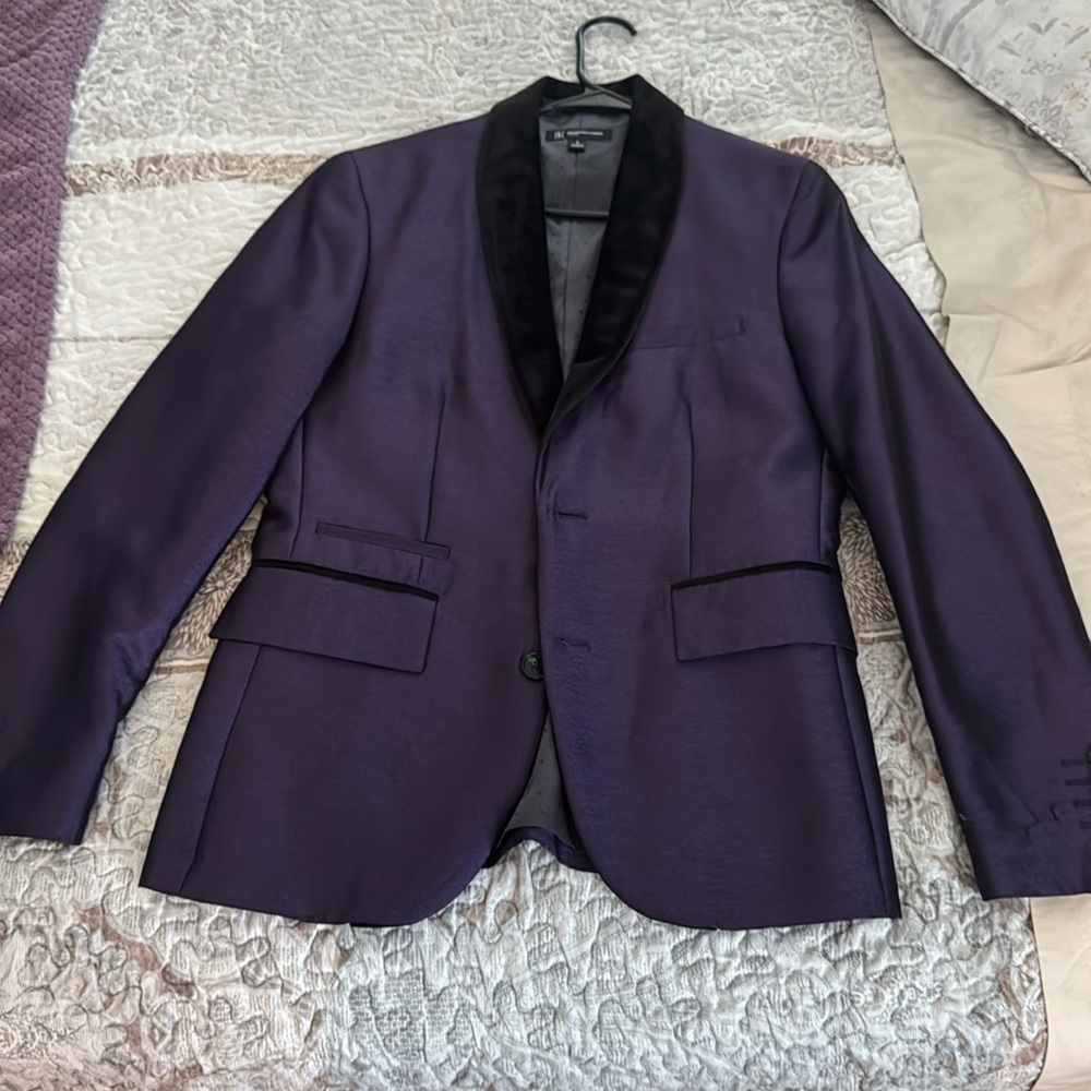 Worn size small purple tux